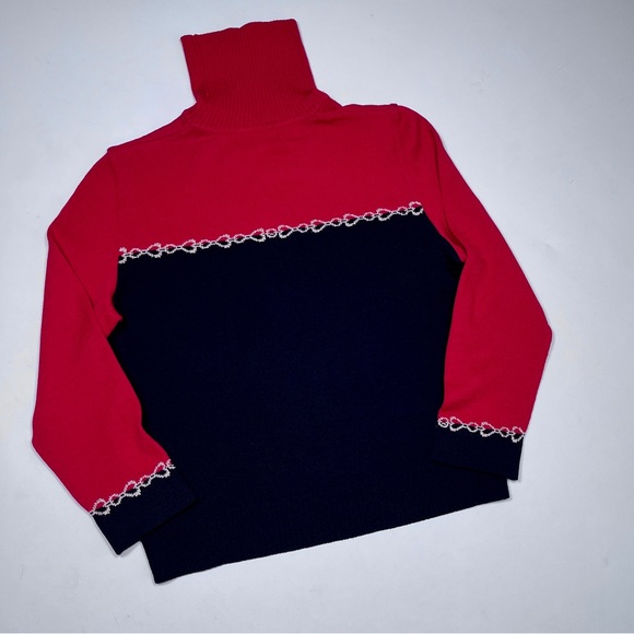 ST. John Sport By Marie Gray wool blend holiday turtleneck knit top swea… - Picture 6 of 12